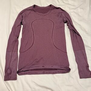 Lululemon Athletica Mauve Striped Long-Sleeve Top